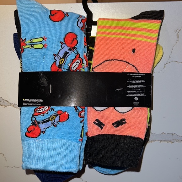 Men's 6-pack Variety Socks, 10-13, SpongeBob - Picture 3 of 3
